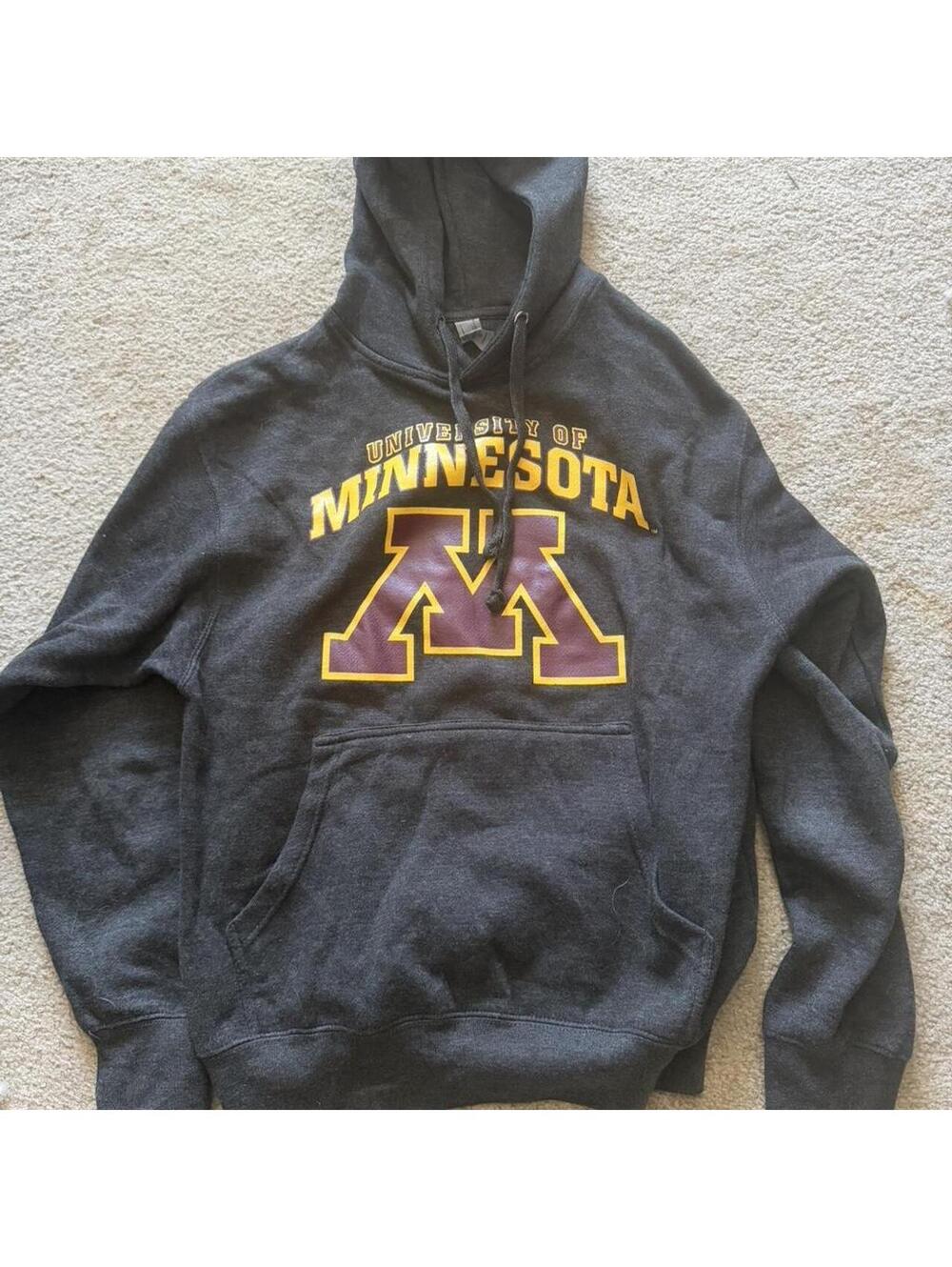 University of Minnesota Hoodie Sweatshirt Small Gray Yellow Maroon